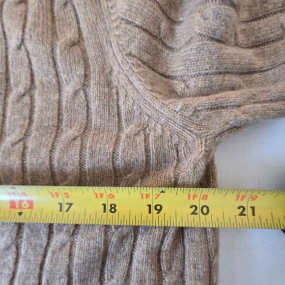 NWT Allen Solly Womens Cashmere Cable Knit Tan Preppy Pullover Sweater Size Medi - Picture 10 of 12
